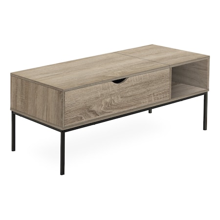 Monarch Specialties Coffee Table, 42in L, Rectangular, Cocktail, Lift-top, Dark Taupe, Black Metal, Contemporary, Modern I 3806